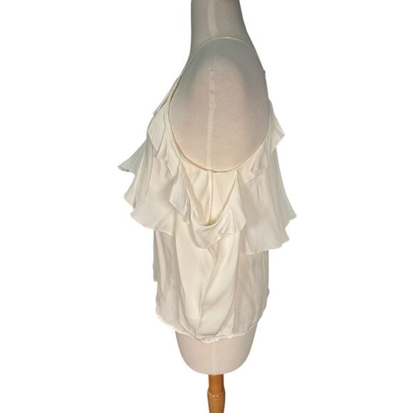 Paige 100% Silk Luciana Top in White Size Small Off Shoulder Sleeve Boho Halter - Picture 8 of 15